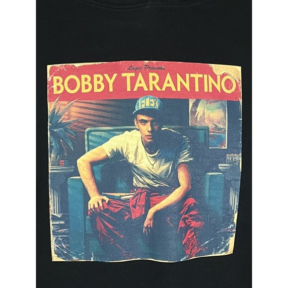 Logic Bobbie Tarantino Hoodie Black Graphic Print Men's Large Streetwear - Picture 2 of 5